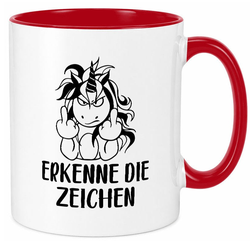 Erkenne die Zeichen | Stinkefinger Humor Geschenkidee Tasse