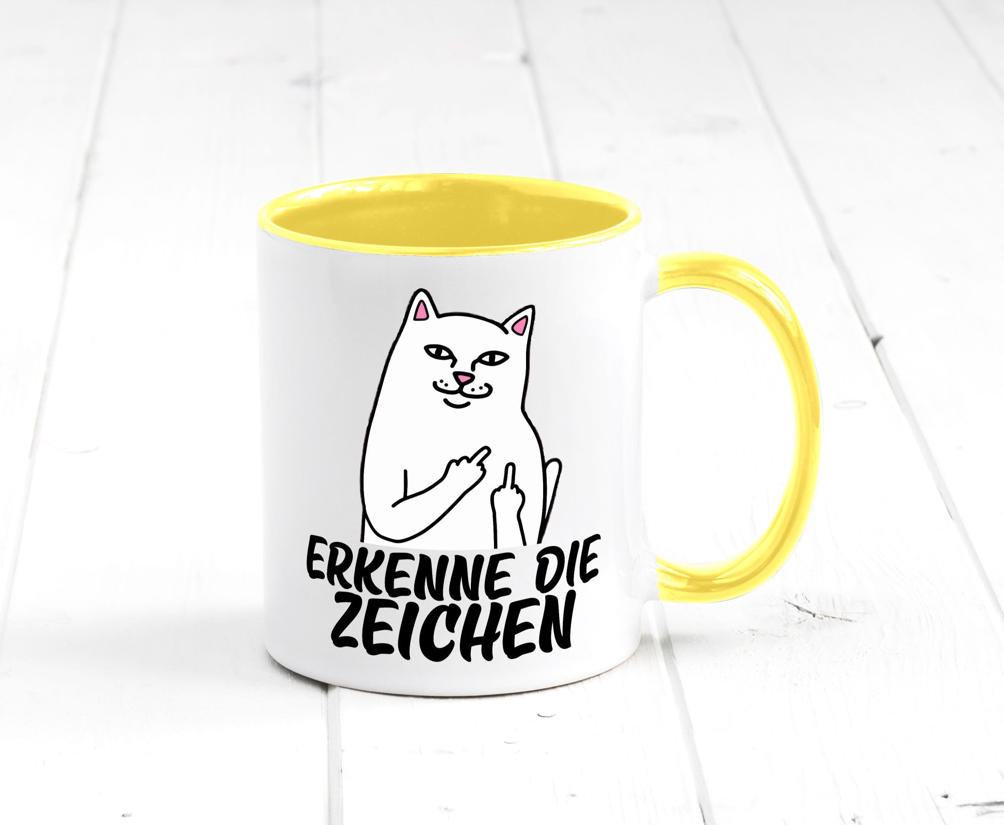 Erkenne die Zeichen | Katze Schatten Mittelfinger Geschenk Tierliebhaber Humor