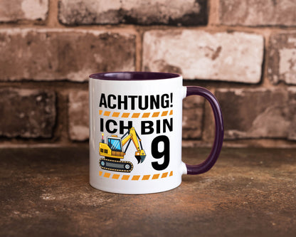 9 Geburtstag Ich bin | Bagger Junge lustiger Spruch Geschenk Geschenkidee Tasse