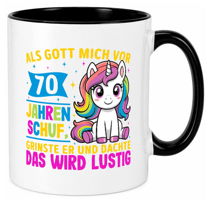 70. Geburtstag | Als Gott mich schuf 40 Jahre v2 lustig Geschenkidee Geschenk Tasse
