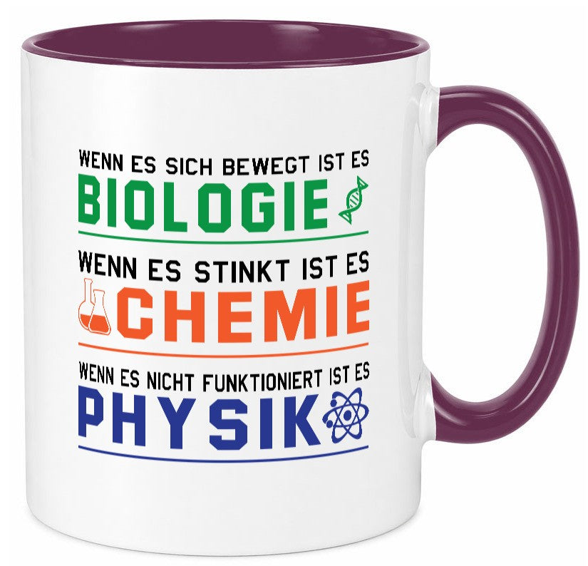 Biologie, Chemie, Physik | Reagenzglas lustig Humor Geschenkidee Geschenk Tasse