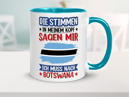 Botswana | Urlaub Stimmen in meinem Kopf Traumland Geschenkidee Humor Tasse