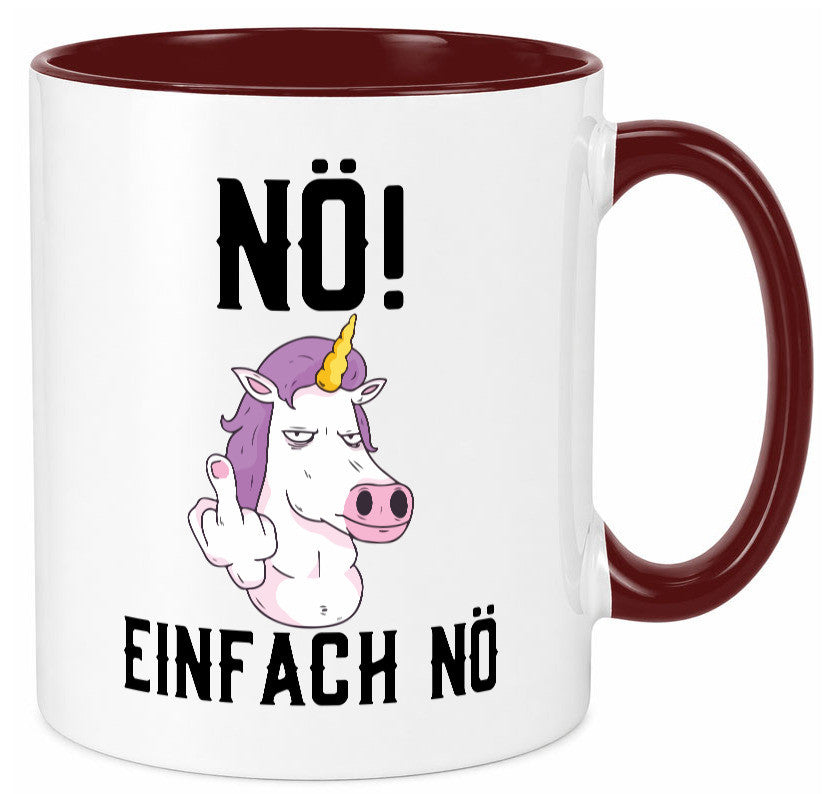 Einfach Nö | Keinen Bock Einhorn Mittelfinger Comic Geschenkidee Humor Tasse