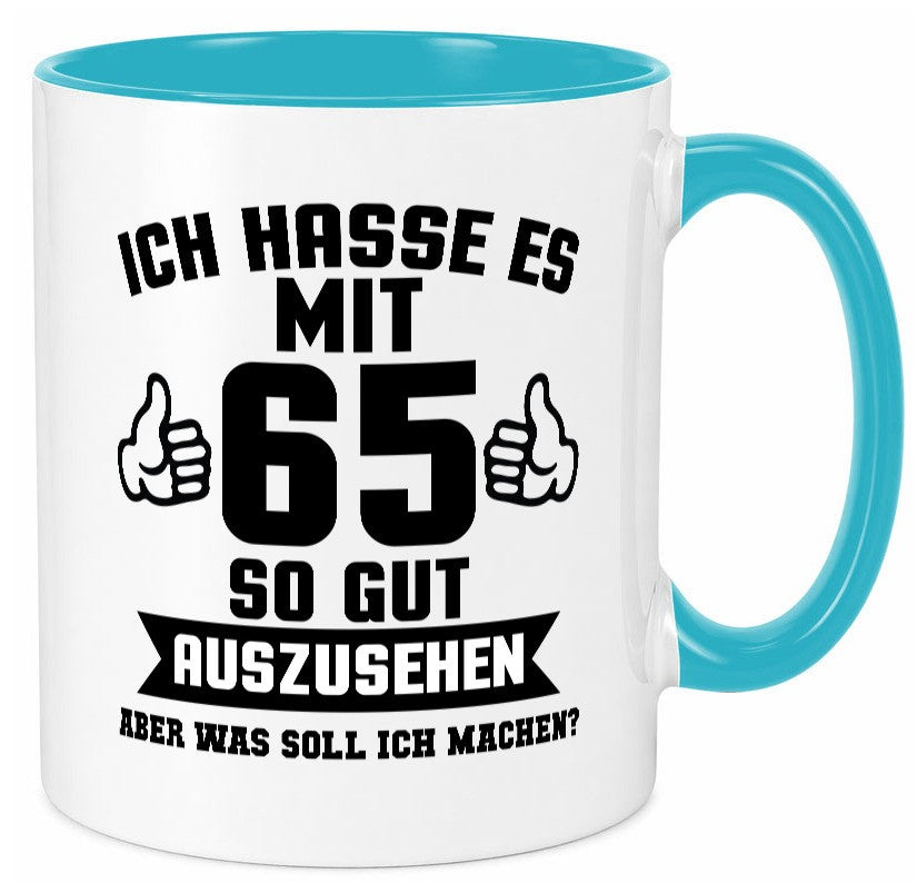 Gut aussehen mit 65 | Zahl Daumen hoch Geschenk Humor Geschenkidee lustiger Tasse