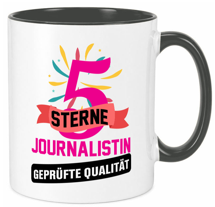 5 Sterne Journalist geprüfte Qualität Humor Geschenkidee Tasse