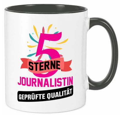 5 Sterne Journalist geprüfte Qualität Humor Geschenkidee Tasse