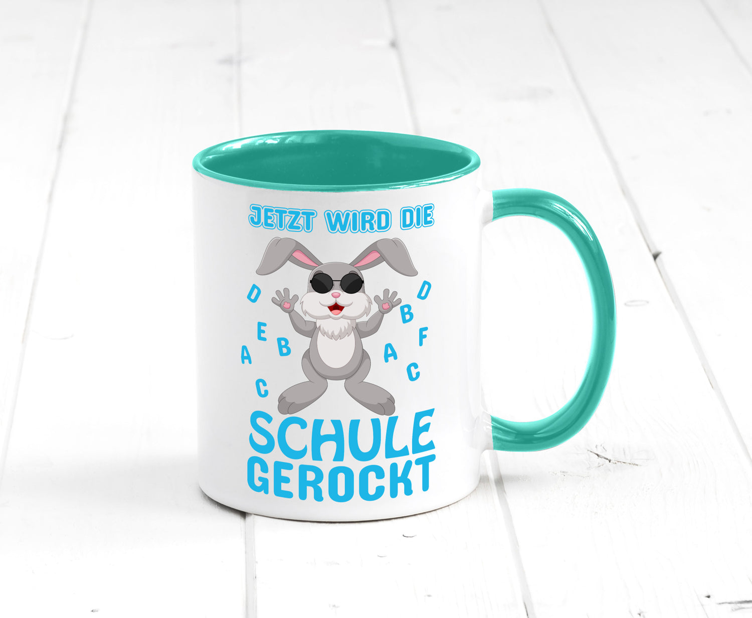 Schule wird gerockt | Schulbeginn Tasse cooler Hase lustiger Spruch Geschenk