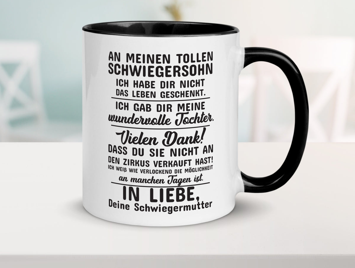 An meinen tollen Schwiegersohn lustiger Spruch Geschenk Familie Geschenkidee Tasse