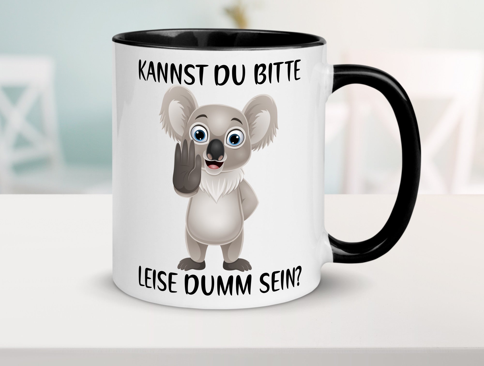 Bitte leise dumm sein | frecher Koala Flüstern Comic Humor Geschenkidee Tasse