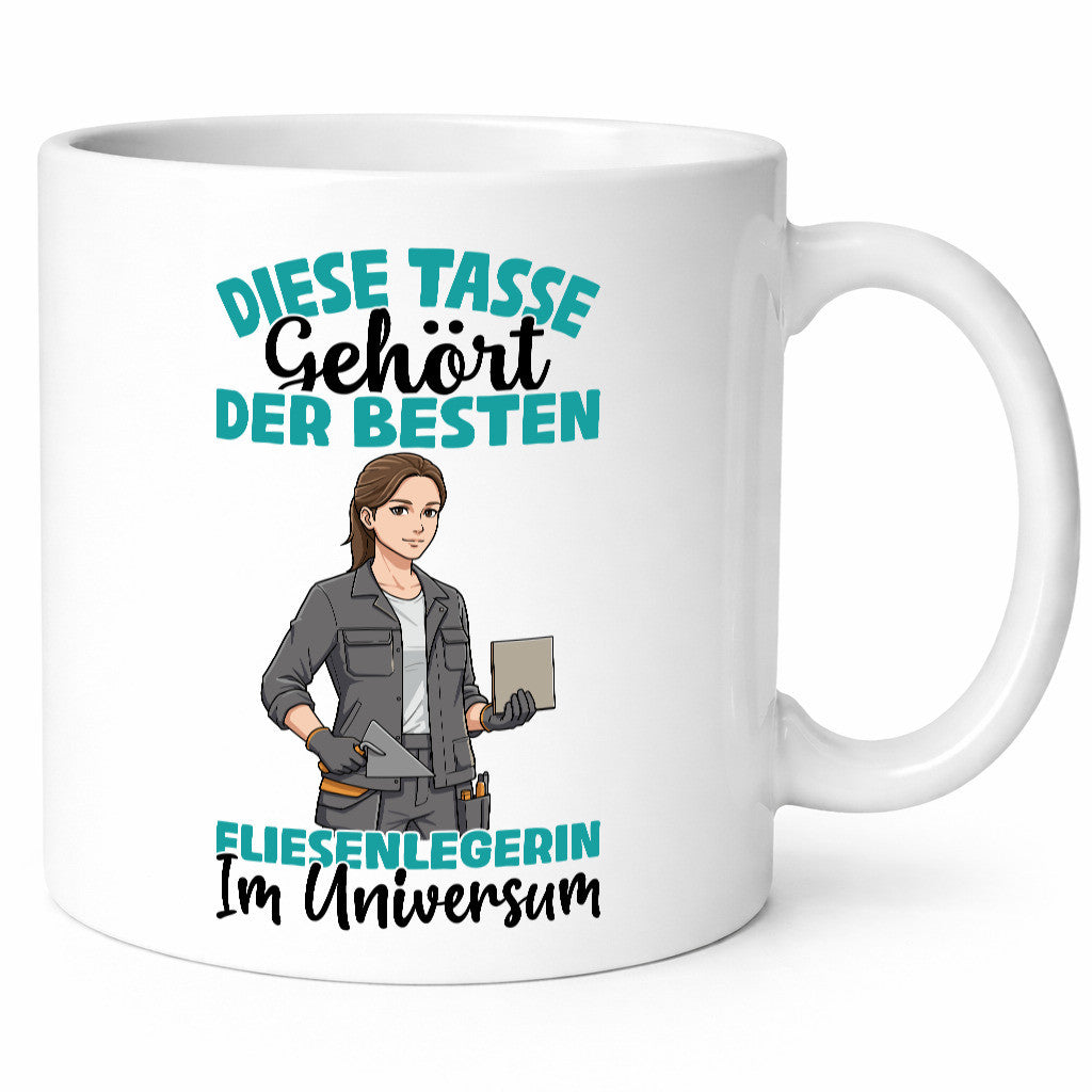 Im Universum: Fliesenlegerin | Fliesenlegen Bau Geschenkidee Humor Tasse