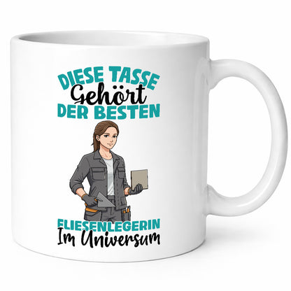 Im Universum: Fliesenlegerin | Fliesenlegen Bau Geschenkidee Humor Tasse