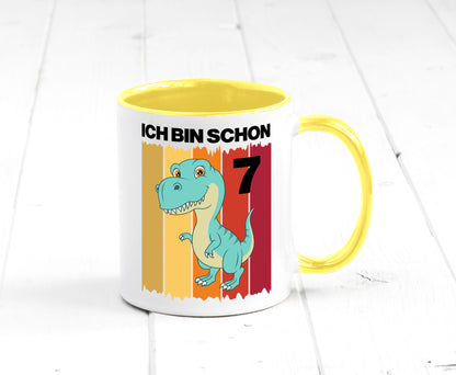 7. Geburtstag | 7 Jahre Dinosaurier lustiger Spruch Geschenk Geschenkidee Tasse