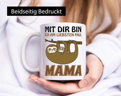 Faultiermama lustig Familie Geschenkidee Geschenk Tasse