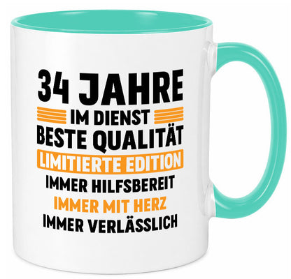 34 Jahre im Dienst | Jubiläum Arbeit v2 Humor Kollegen Büro Geschenkidee Tasse
