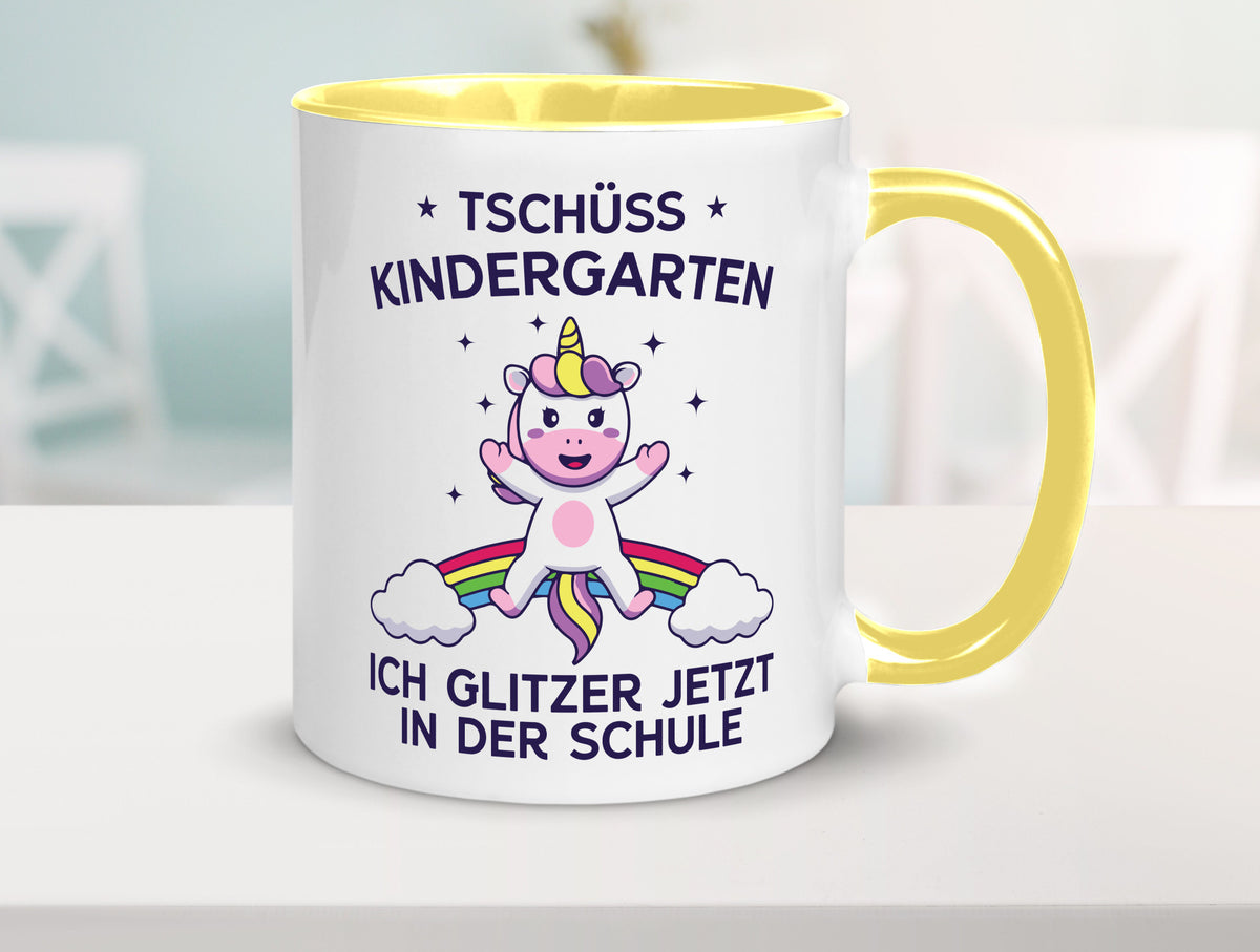 Kindergarten, jetzt Schule | Einhorn Geschenk Humor Geschenkidee lustiger Tasse