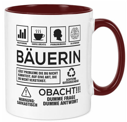 Achtung Probleme Bäuerin | Bauernhof Landwirtschaft Geschenk Humor Geschenkidee Tasse