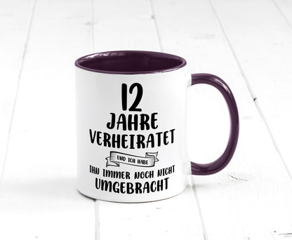 12 Jahre Verheiratet, immer noch am Leben! Geschenkidee Humor Tasse