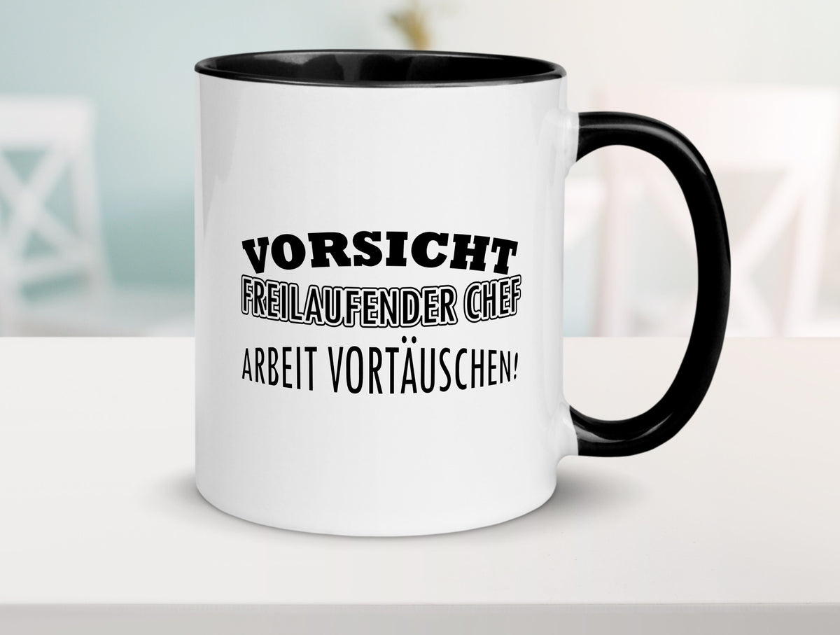 Freilaufender Chef lustig Arbeit Kollegen Büro Geschenk Tasse
