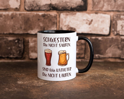 Schwestern die nicht saufen, Katheder laufen | Gläser lustiger Spruch Geschenk