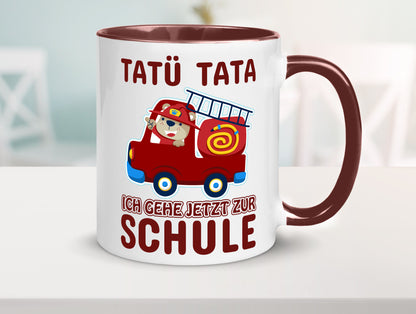 Bär in Feuerwehrauto | Tatü Tata Einschulung Tasse Humor Geschenkidee