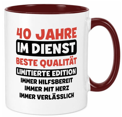 40 Jahre im Dienst | Jubiläum Arbeit v3 Humor Kollegen Büro Geschenkidee Tasse