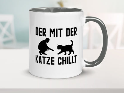 Mit der Katze | Chillen Katzenliebhaber Tierfreund lustiger Spruch Geschenk