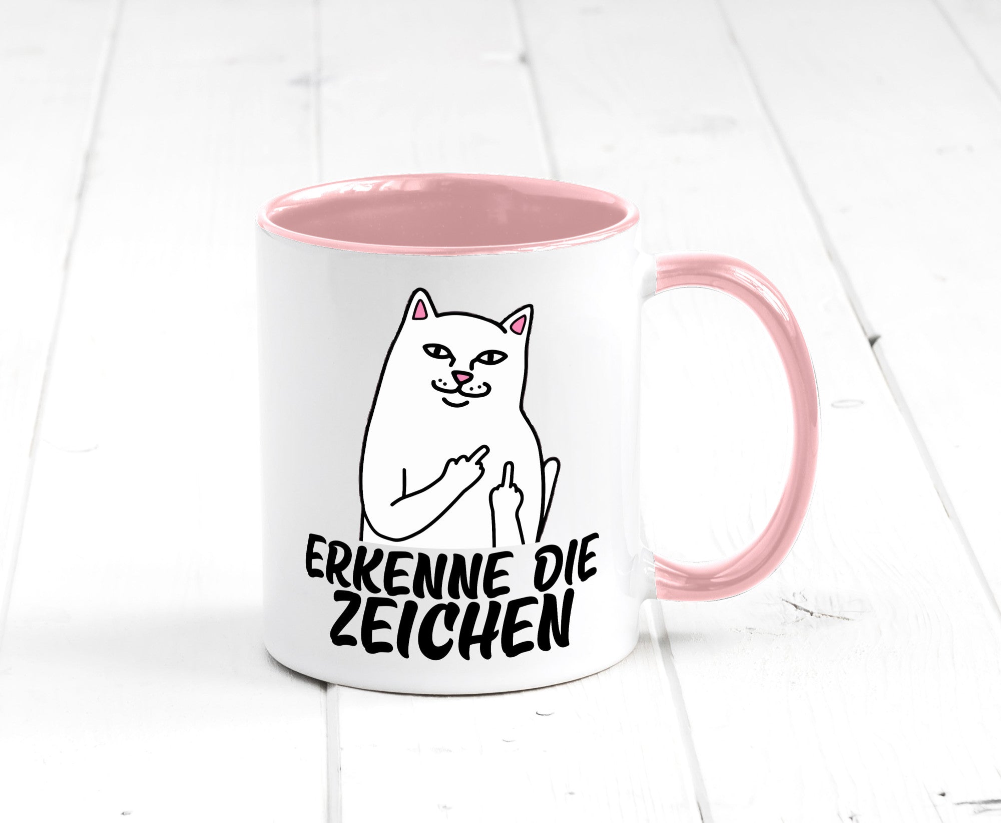 Erkenne die Zeichen | Katze Schatten Mittelfinger Geschenk Tierliebhaber Humor
