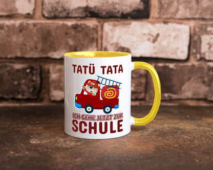 Bär in Feuerwehrauto | Tatü Tata Einschulung Tasse Humor Geschenkidee