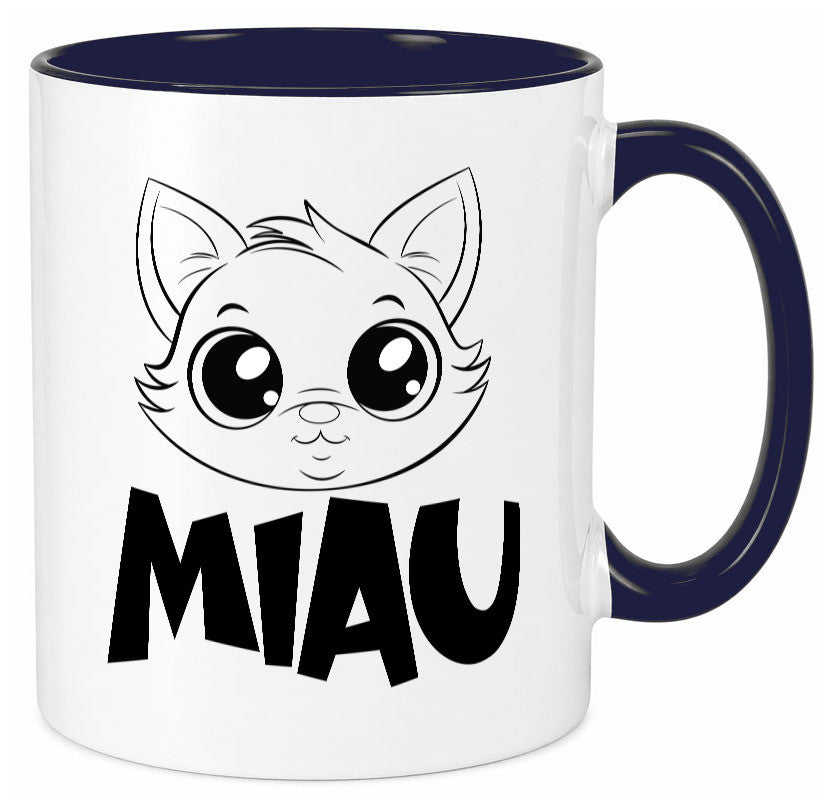 Miau | Katze Geschenkidee Tierliebhaber Humor Tasse