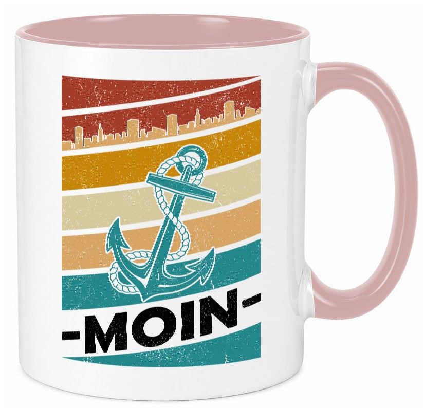 Moin | Kapitän Hafen Anker See Meer Segeln v2 Geschenk Humor Geschenkidee Tasse