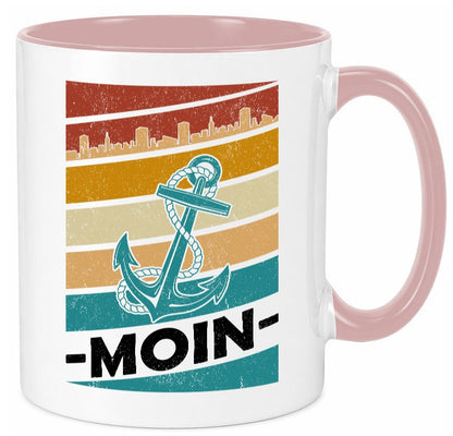 Moin | Kapitän Hafen Anker See Meer Segeln v2 Geschenk Humor Geschenkidee Tasse