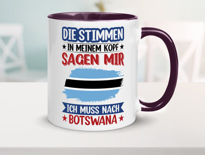 Botswana | Urlaub Stimmen in meinem Kopf Traumland Geschenkidee Humor Tasse
