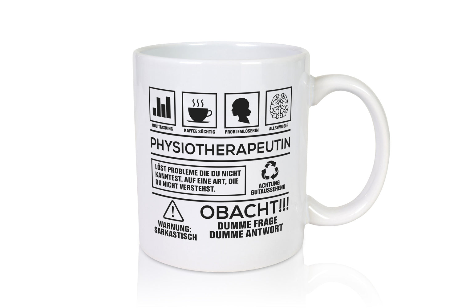 Achtung Probleme Physiotherapeutin v2 lustig Humor Geschenkidee Geschenk Tasse