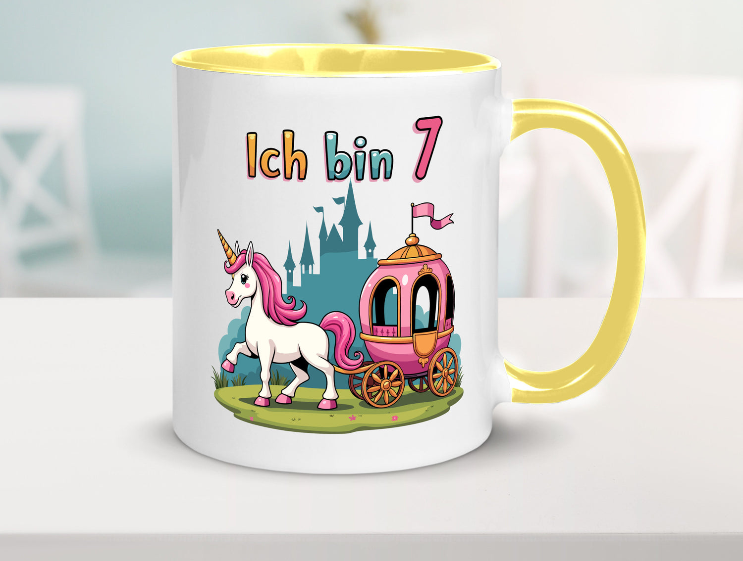 7. Geburtstag | Prinzessin in Kutsche Einhorn lustiger Spruch Geschenk