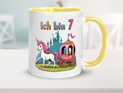 7. Geburtstag | Prinzessin in Kutsche Einhorn lustiger Spruch Geschenk