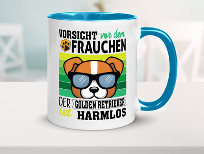 Vorsicht vor dem Frauchen Golden Retriever ist Harmlos lustiger Spruch Geschenk
