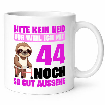44. Geburtstag | Bitte kein neid Faultier 44 Jahre Geschenkidee Humor Tasse