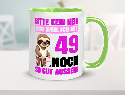 49. Geburtstag | Bitte kein neid Faultier 49 Jahre Humor Geschenkidee Tasse