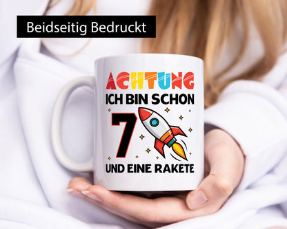 7. Geburtstag | Rakete Weltraum 7 Jahre Galaxy Geschenkidee Humor Tasse
