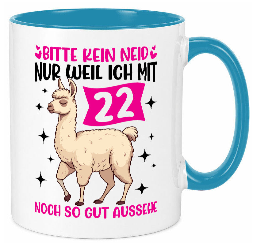 22. Geburtstag | 22 Jahre Lama gut aussehen lustig Geschenkidee Geschenk Tasse