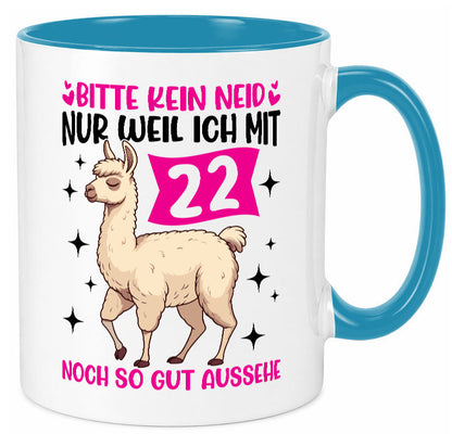 22. Geburtstag | 22 Jahre Lama gut aussehen lustig Geschenkidee Geschenk Tasse