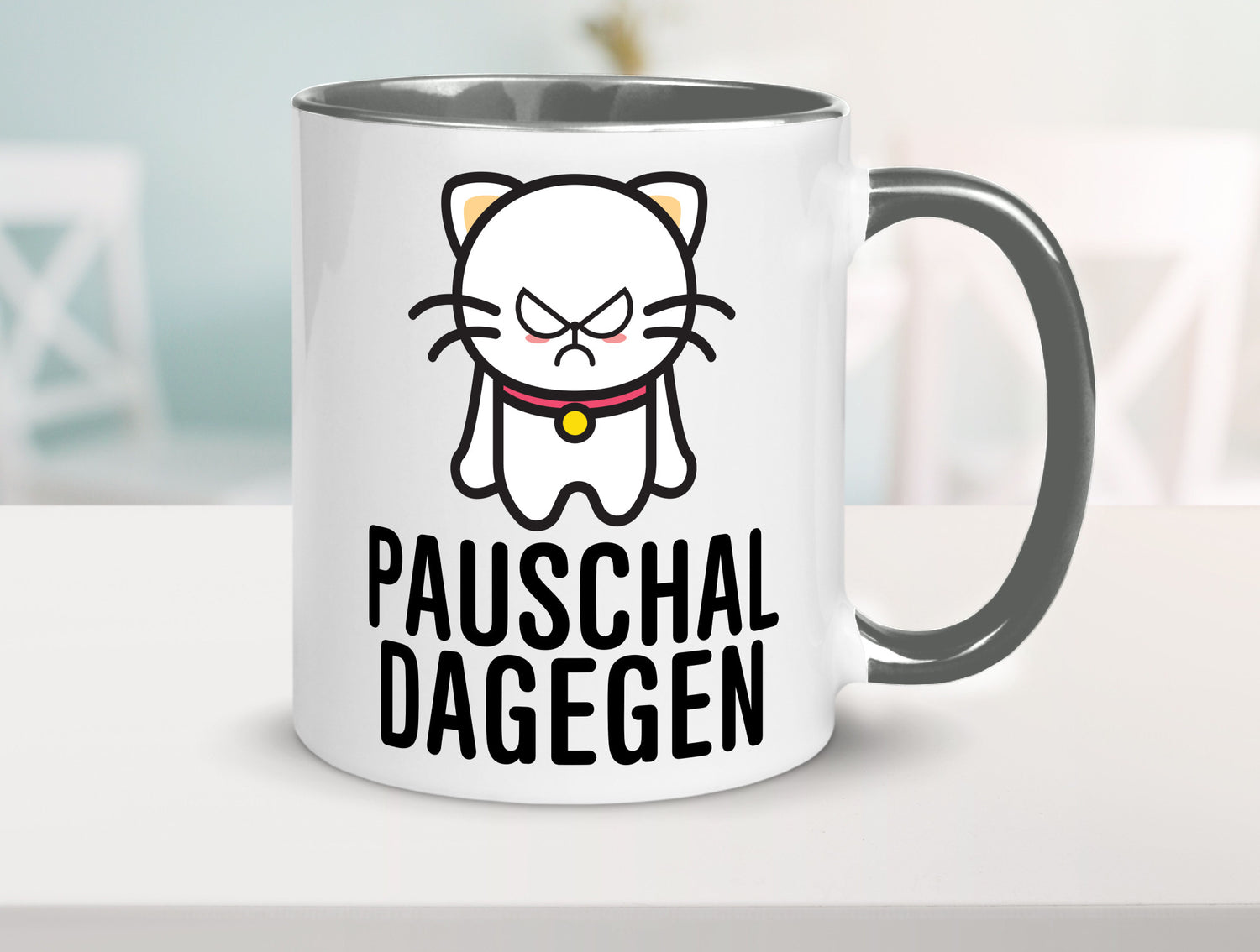 Pauschal dagegen | Katze Wut Geschenk Tierliebhaber Humor lustiger Spruch Tasse