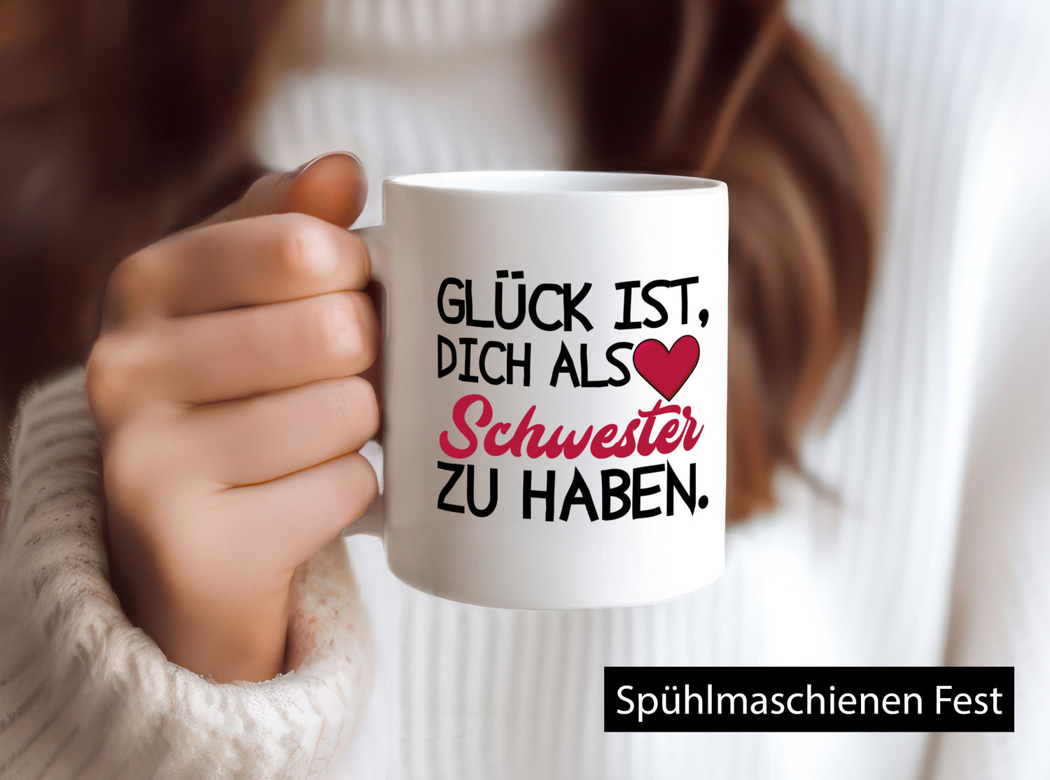 Schwester Tasse | Statement Glück Geschwister Geschenk Humor Geschenkidee