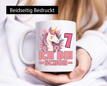 7. Geburtstag | 7 Jahre Einhorn bin schon Mädchen Geschenkidee Humor Tasse