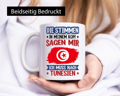 Tunesien | Urlaub Stimmen in meinem Kopf Traumland v2 Geschenkidee Humor Tasse