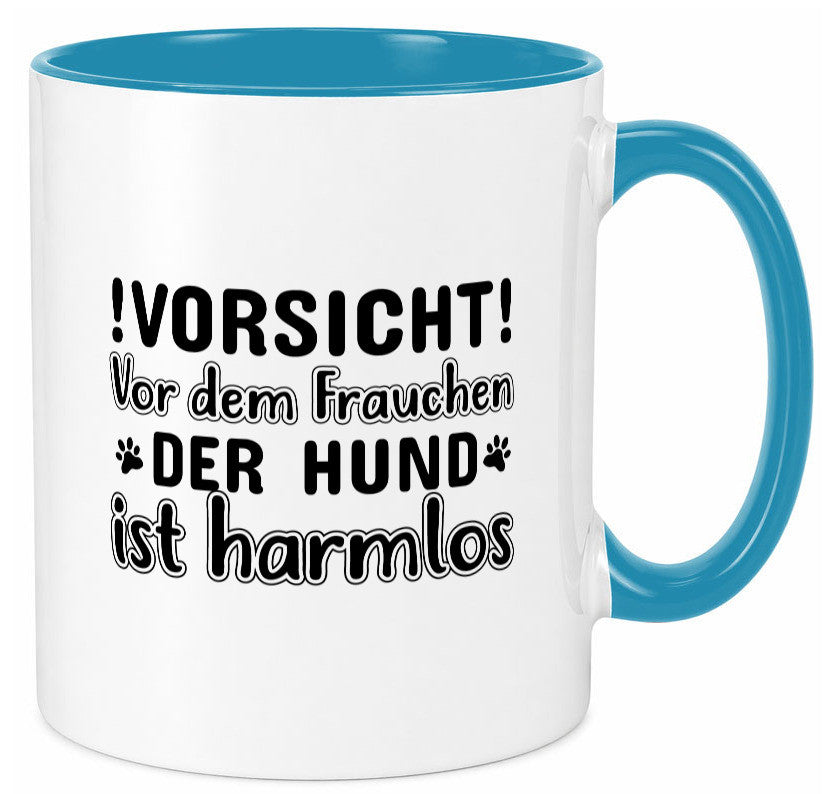 Vorsicht vor dem Frauchen | Hundebesitzerin Pfoten Geschenkidee Tierliebhaber Tasse