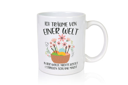 Träume von Wolle die nichts kostet | Korb Strick Blumen lustiger Spruch