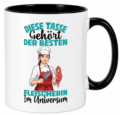 Im Universum: Fleischerin | Schlachterei lustiger Spruch Geschenk Humor Tasse