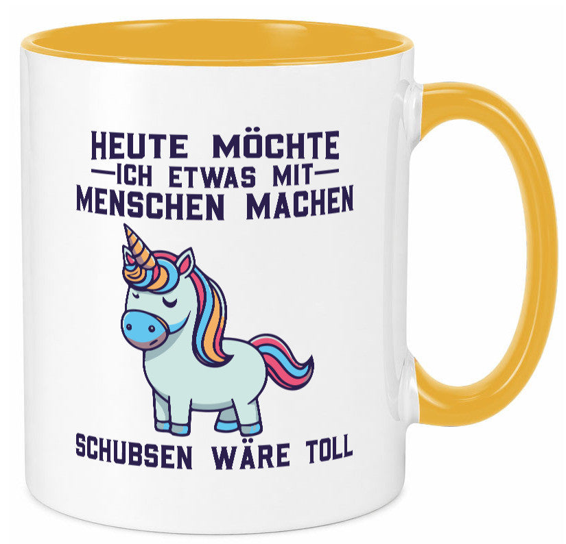 Heute möchte ich Menschen schubsen | Einhorn v2 Geschenk Humor Geschenkidee