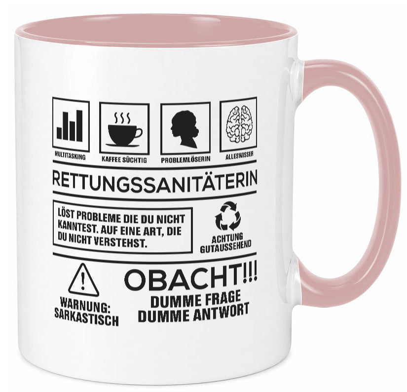 Achtung Probleme Rettungssanitäterin | Sanitäter Geschenkidee Humor Tasse
